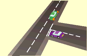 Road and traffic signs - You're waiting at a T-junction. What should you do if a vehicle is coming from the right, with its left indicator flashing?